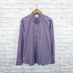 TED BAKER endurance Men's Button up Shirt in Purple stripe dotted Size 17.5